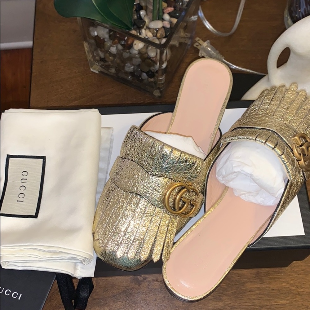 Gucci Gold Marmont Mule